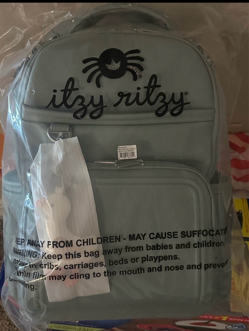 Itzy Ritzy Kids Backpack - Sage Green Faux Leather
